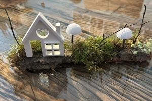 Deko Holz mit Haus